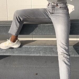 ZARA WOMENS JEANS LIGHT GRAY HIGH RISE SCULPT RIGID DENIM FRAY ANKLE 4